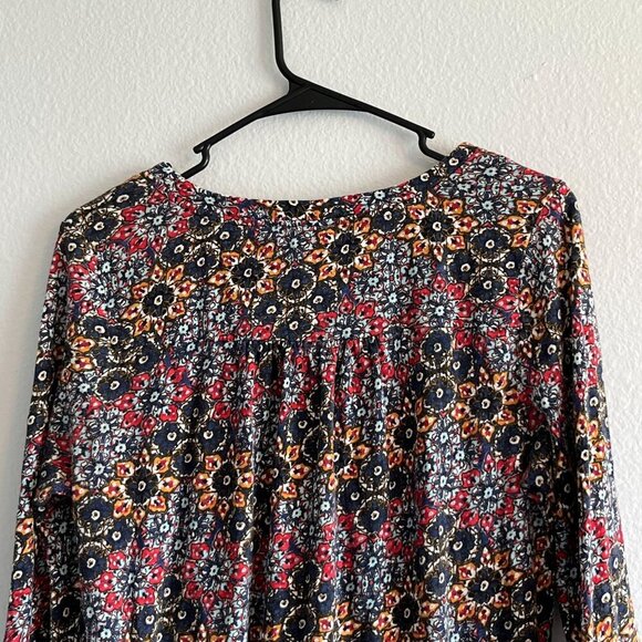 Akemi + Kin Anthropologie Humboldt Tunic Blue Floral Pattern Cotton Size Medium - Picture 7 of 9